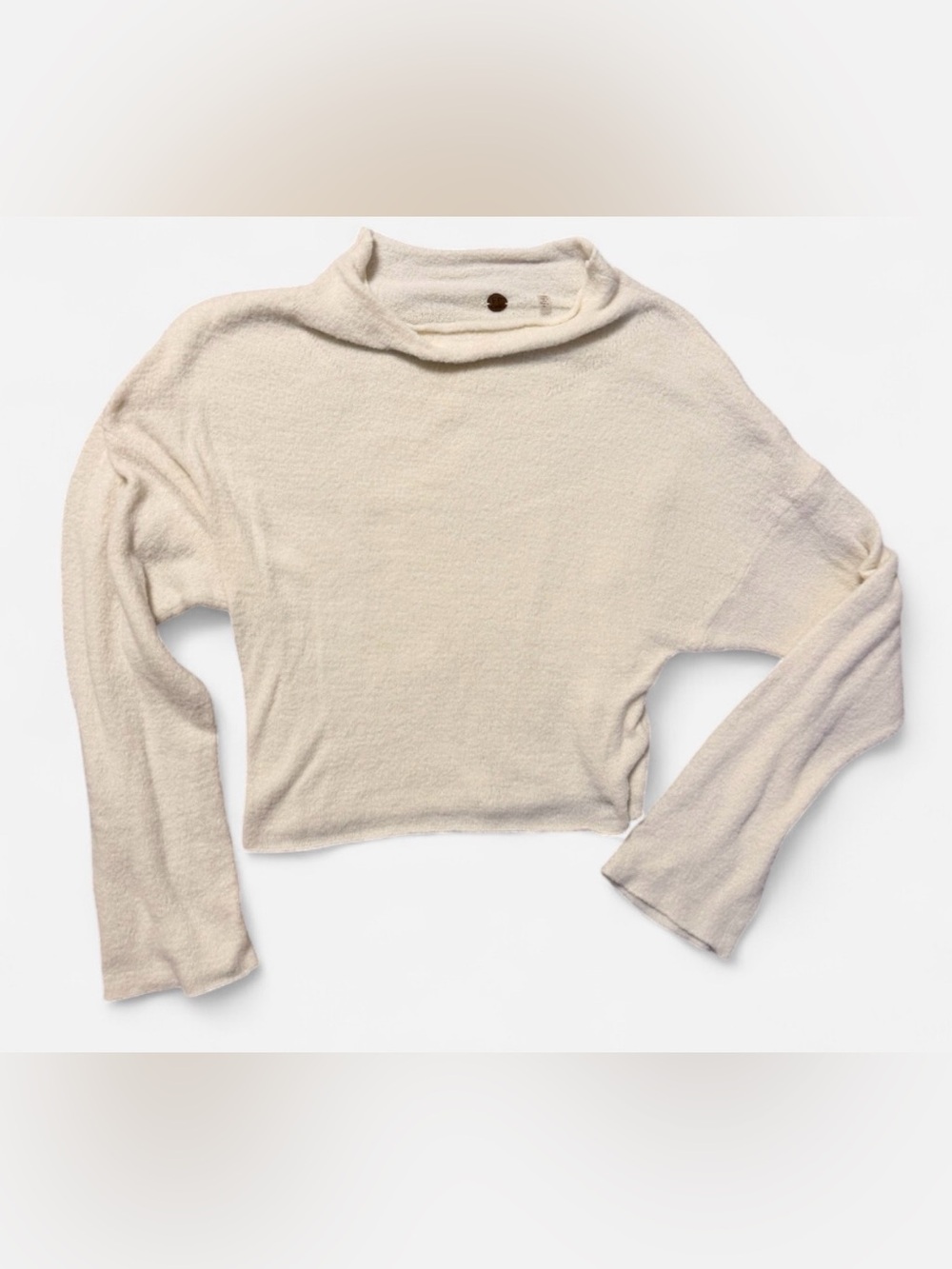 Free People FP One White Fuzzy Boat Neck Lightweight Sweater XS